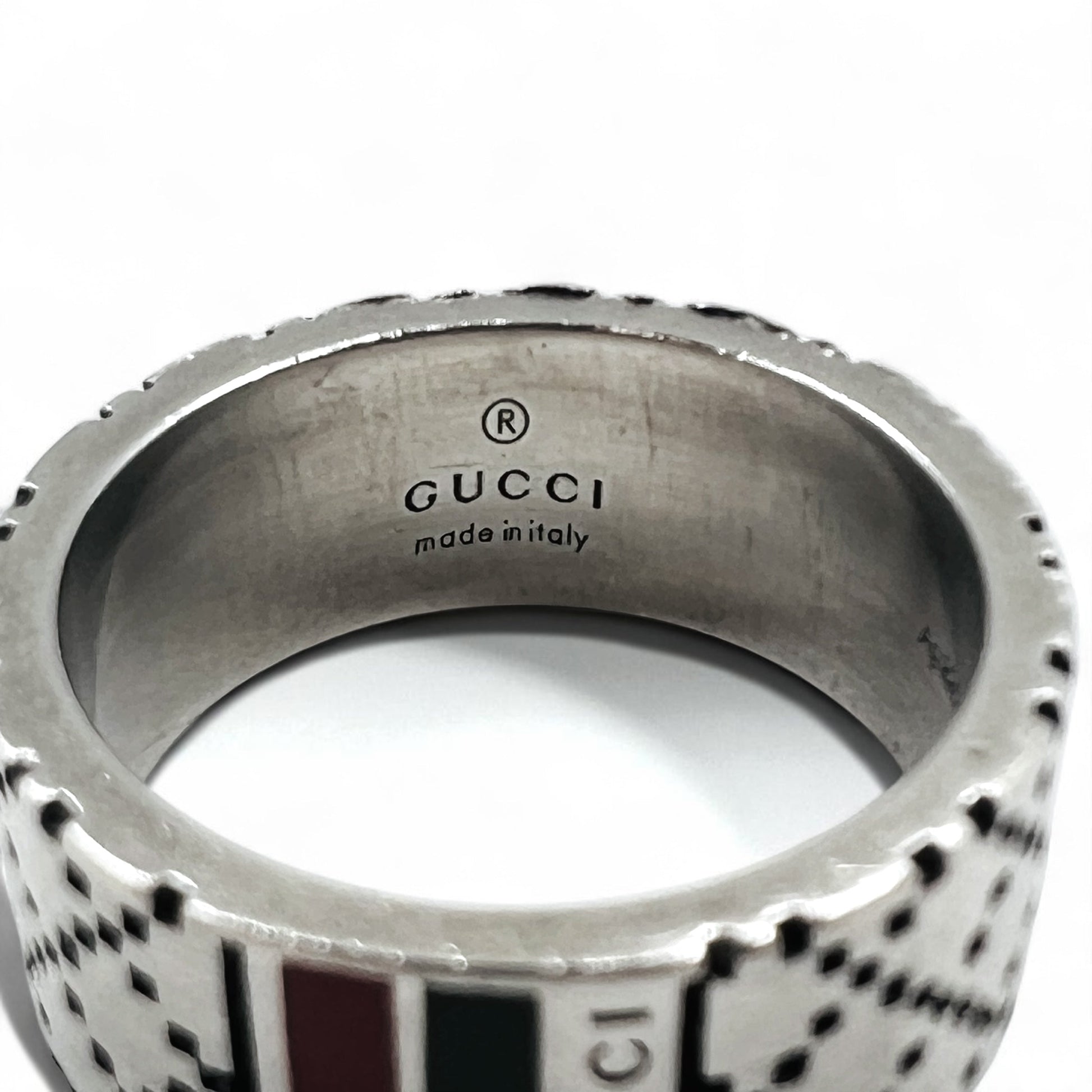 GUCCI Anello Sherry Line Diamantissima, misura 14, Argento Ag925, Made in Italy