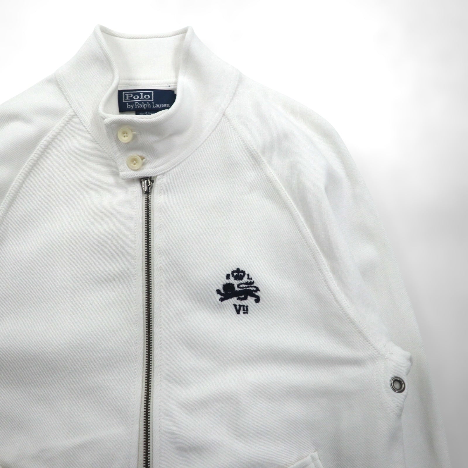Polo Ralph Lauren 90年代 スタンドカラー ジップアップジャケット M ホワイト コットン