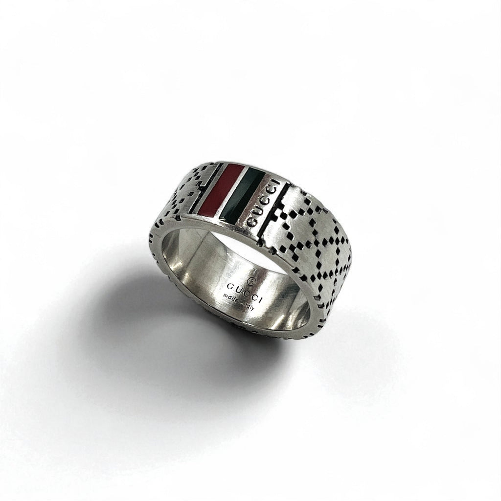 GUCCI Anello Sherry Line Diamantissima, misura 14, Argento Ag925, Made in Italy