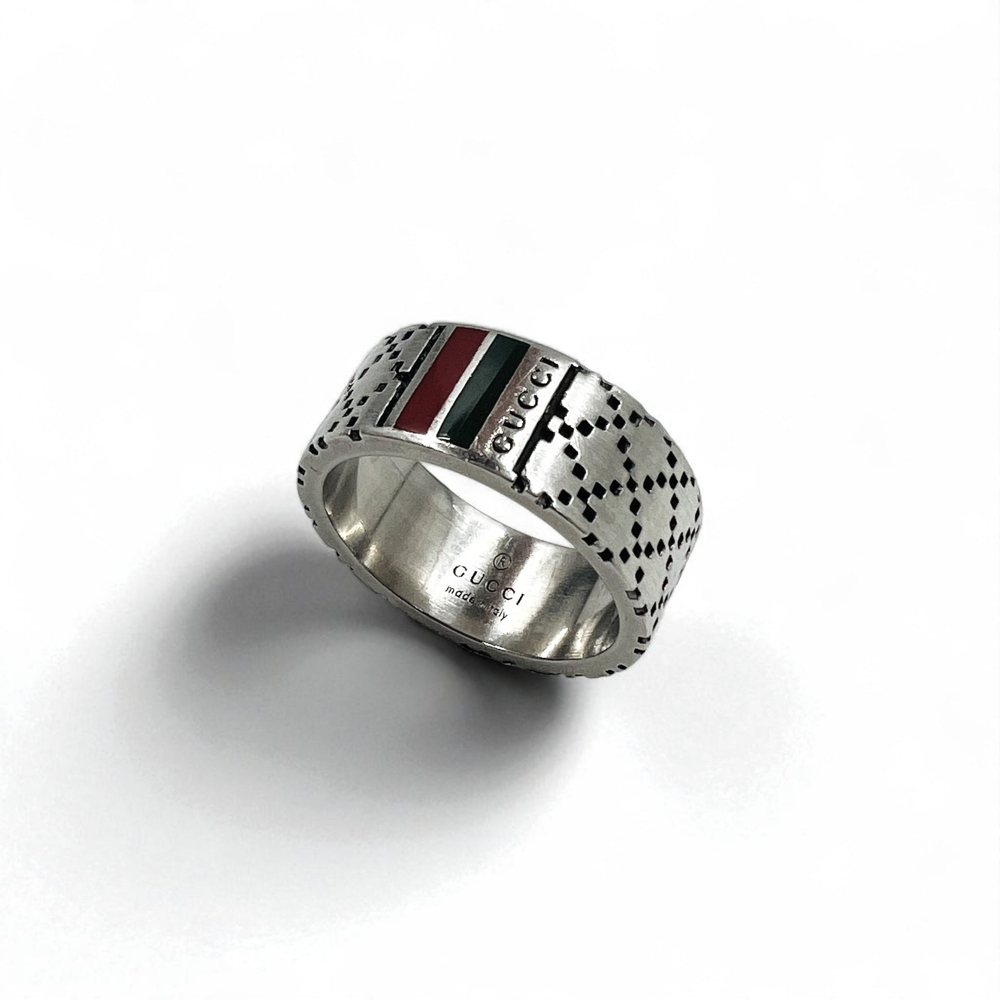GUCCI Anello Sherry Line Diamantissima, misura 14, Argento Ag925, Made in Italy