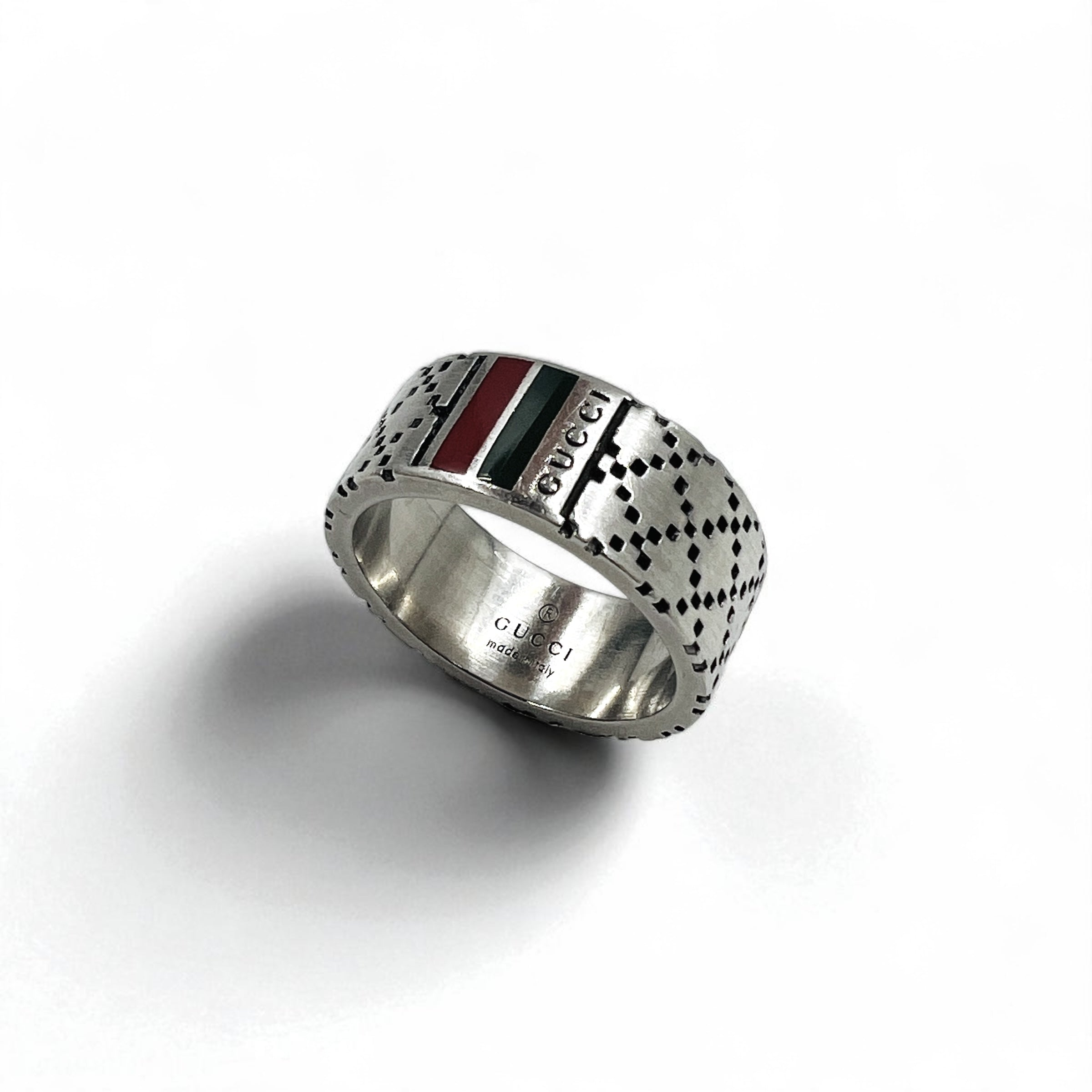 GUCCI Anello Sherry Line Diamantissima, misura 14, Argento Ag925, Made in Italy