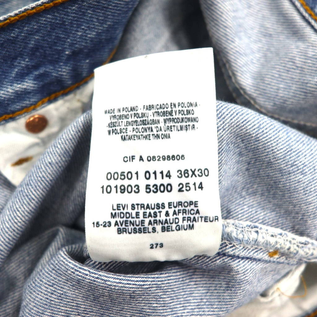 Levi's anni 2000 Euro Levi's 501 jeans taglia L indaco blu, chiusura con bottoni, 00501 0114 made in Polonia