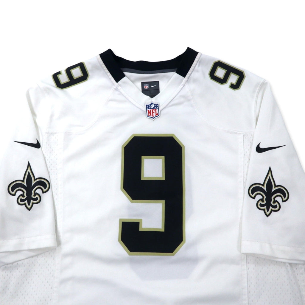 NIKE Maglia da gioco L bianca Poliestere Mesh NFL New Orleans Saints Numerata BREES