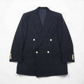 BURBERRY ピークドラペル ダブル テーラードジャケット ブレザー M ネイビー ギャバジン 紺ブレ 金ボタン 羊毛 日本製
