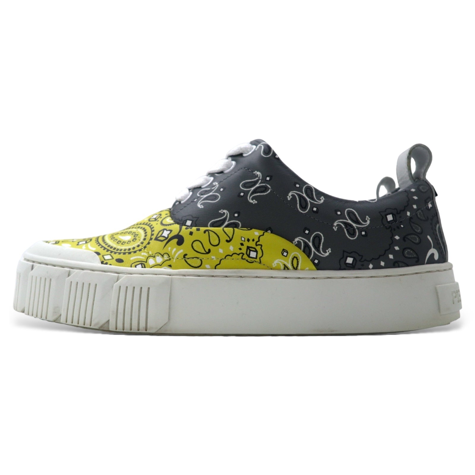 PIERRE HARDY オリースニーカー 23cm イエロー グレー バンダナ柄 レザー GREY-YELLOW BANDANA ポルトガル製