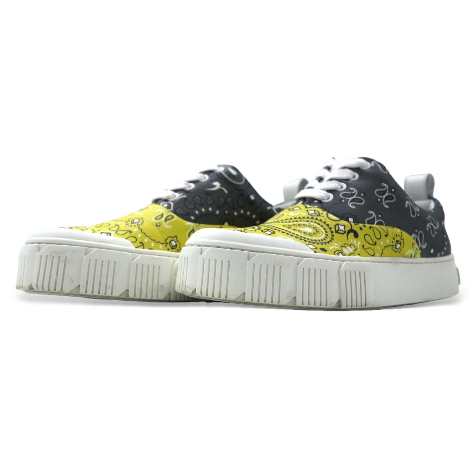 PIERRE HARDY オリースニーカー 23cm イエロー グレー バンダナ柄 レザー GREY-YELLOW BANDANA ポルトガル製