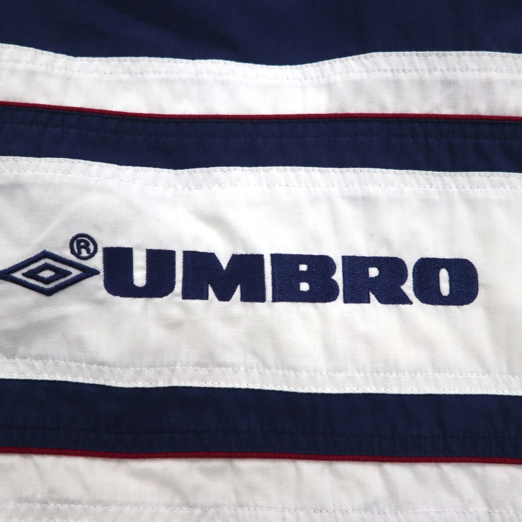 UMBRO anni 2000 Giacca Anorak Mezza Zip XL Blu Marino Logo Monopuntino Tasca a Canguro