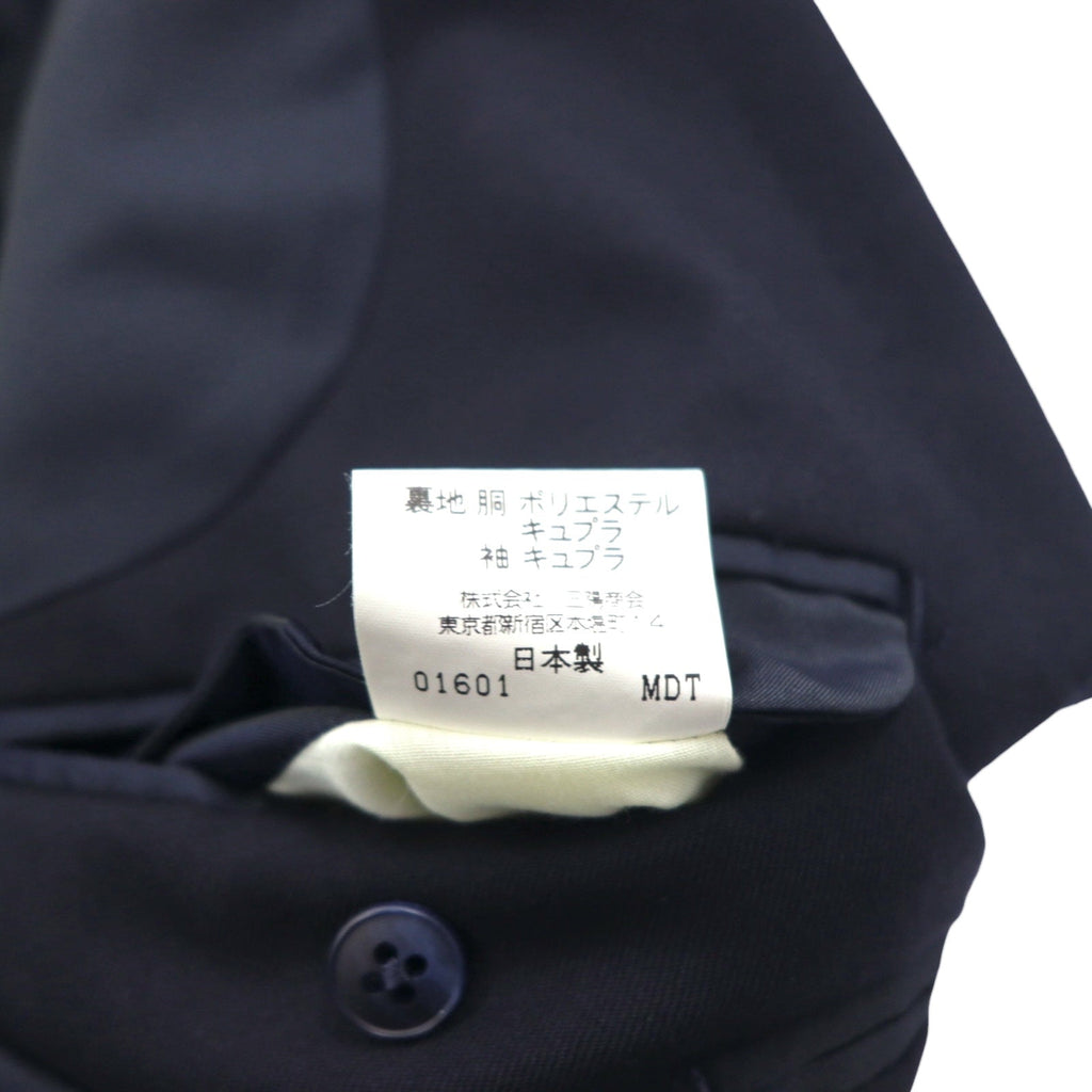 BURBERRY ピークドラペル ダブル テーラードジャケット ブレザー M ネイビー ギャバジン 紺ブレ 金ボタン 羊毛 日本製