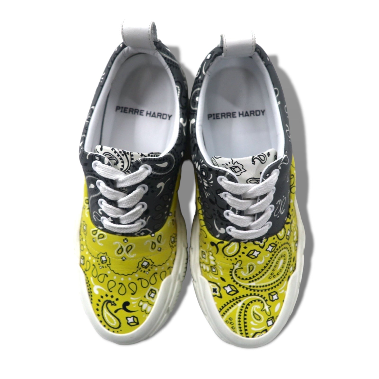 PIERRE HARDY Sneaker Ollie 23 cm Giallo Grigio Fantasia bandana Pelle GREY-YELLOW BANDANA Fabbricato in Portogallo