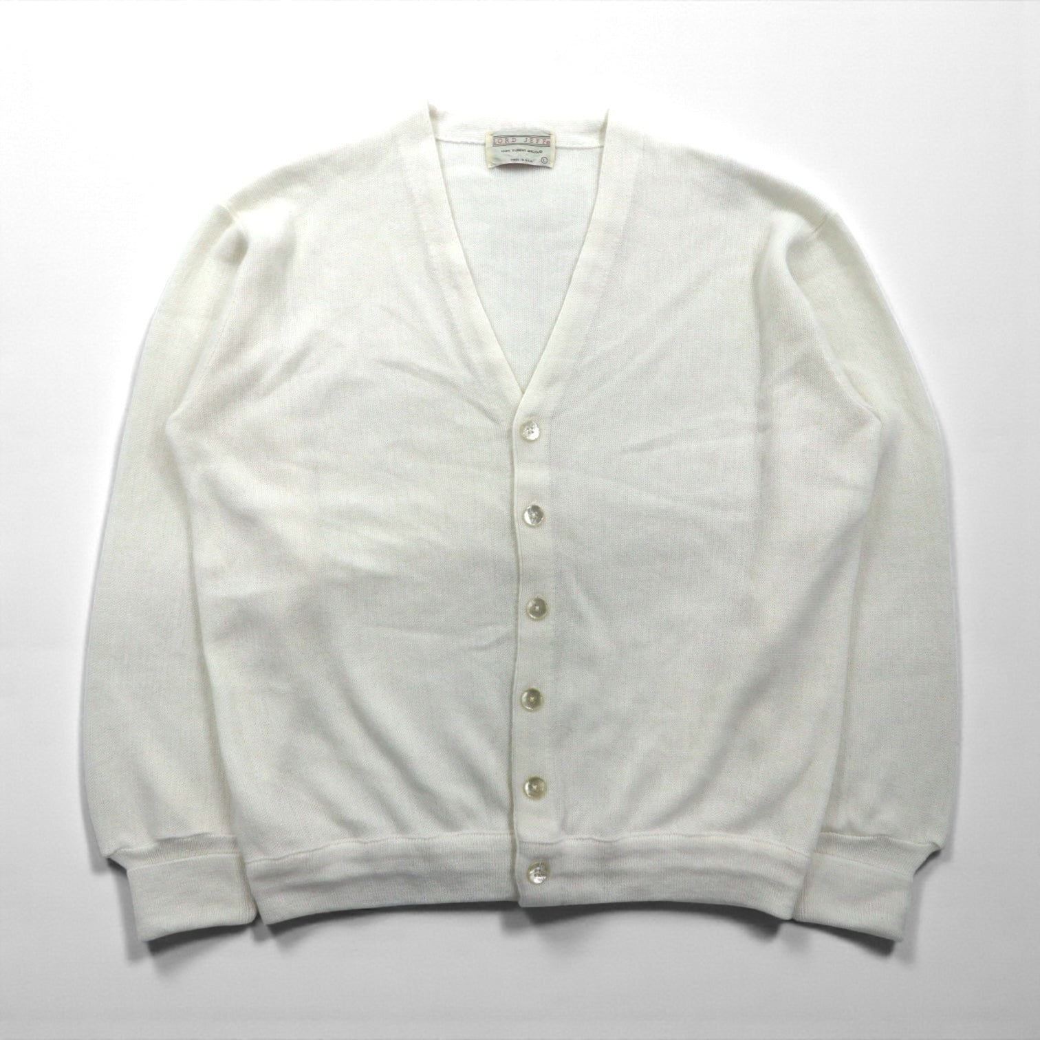 80s USA Vintage Cardigan LORD JEFF カーディガン L ホワイト アクリル 80年代 USA製