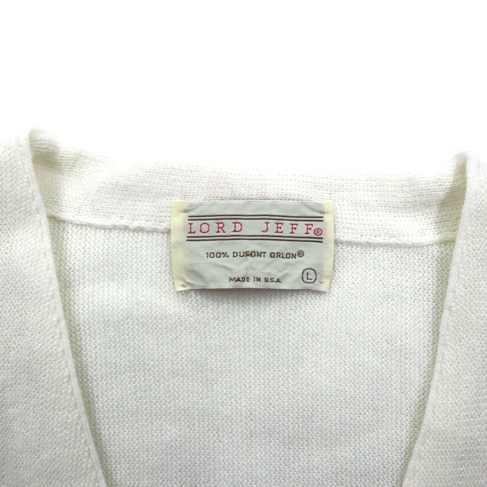 80s USA Vintage Cardigan LORD JEFF カーディガン L ホワイト アクリル 80年代 USA製