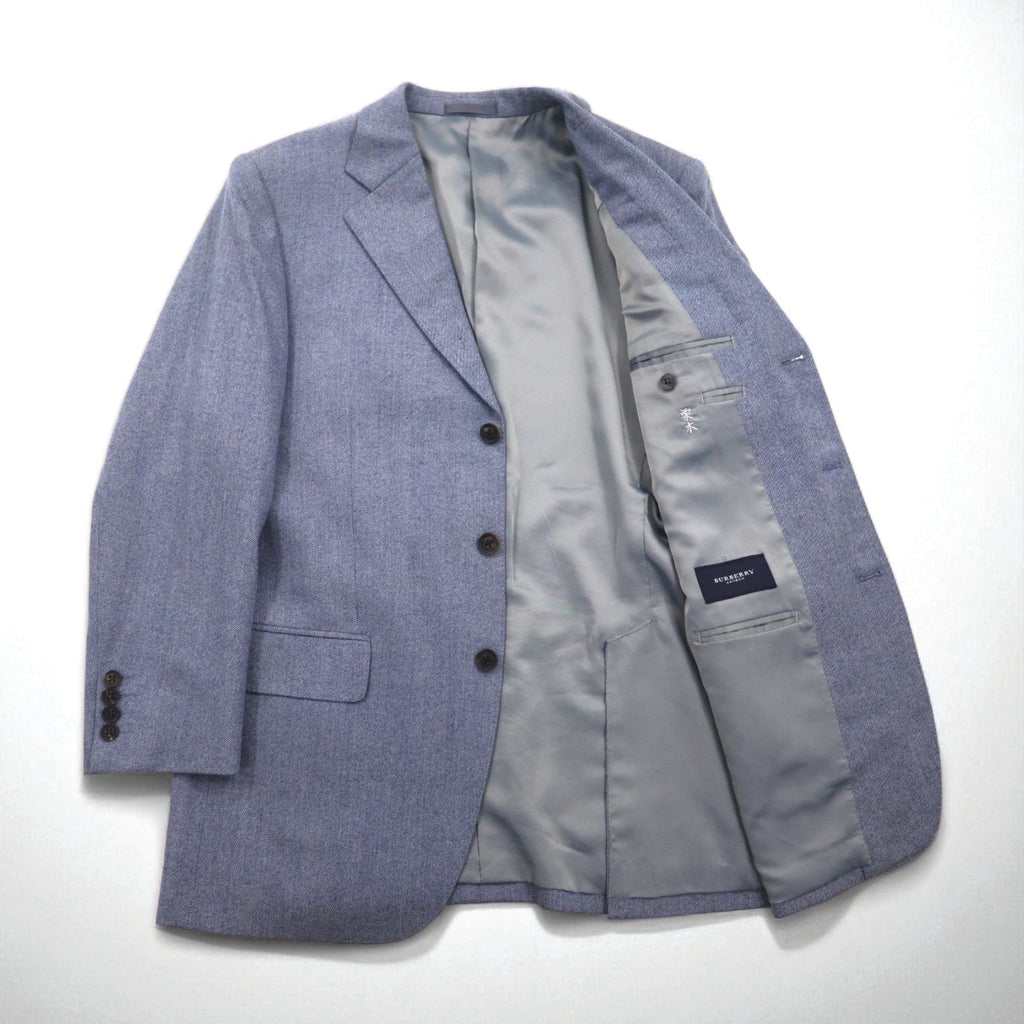 BURBERRY Giacca sartoriale 3 bottoni, misto cashmere, taglia L, blu, in lana, made in Japan