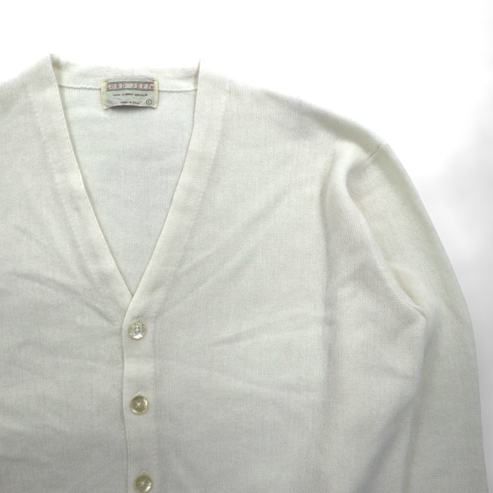 80s USA Vintage Cardigan LORD JEFF カーディガン L ホワイト アクリル 80年代 USA製