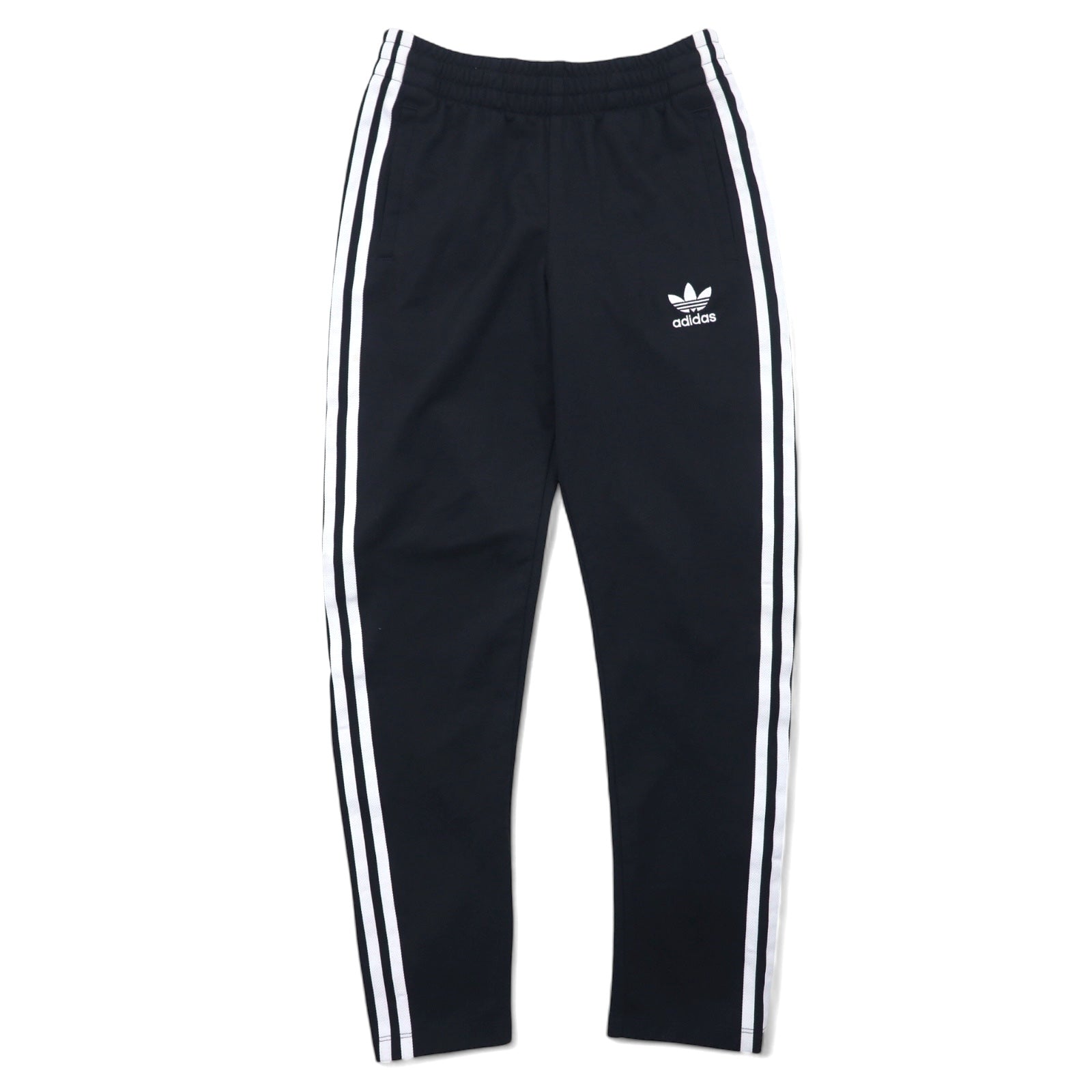 adidas originals Pantaloni della tuta M neri con 3 strisce laterali, bottoni a pressione, logo a trifoglio ricamato, Big Boy's Snap Black Track Pants CV8312