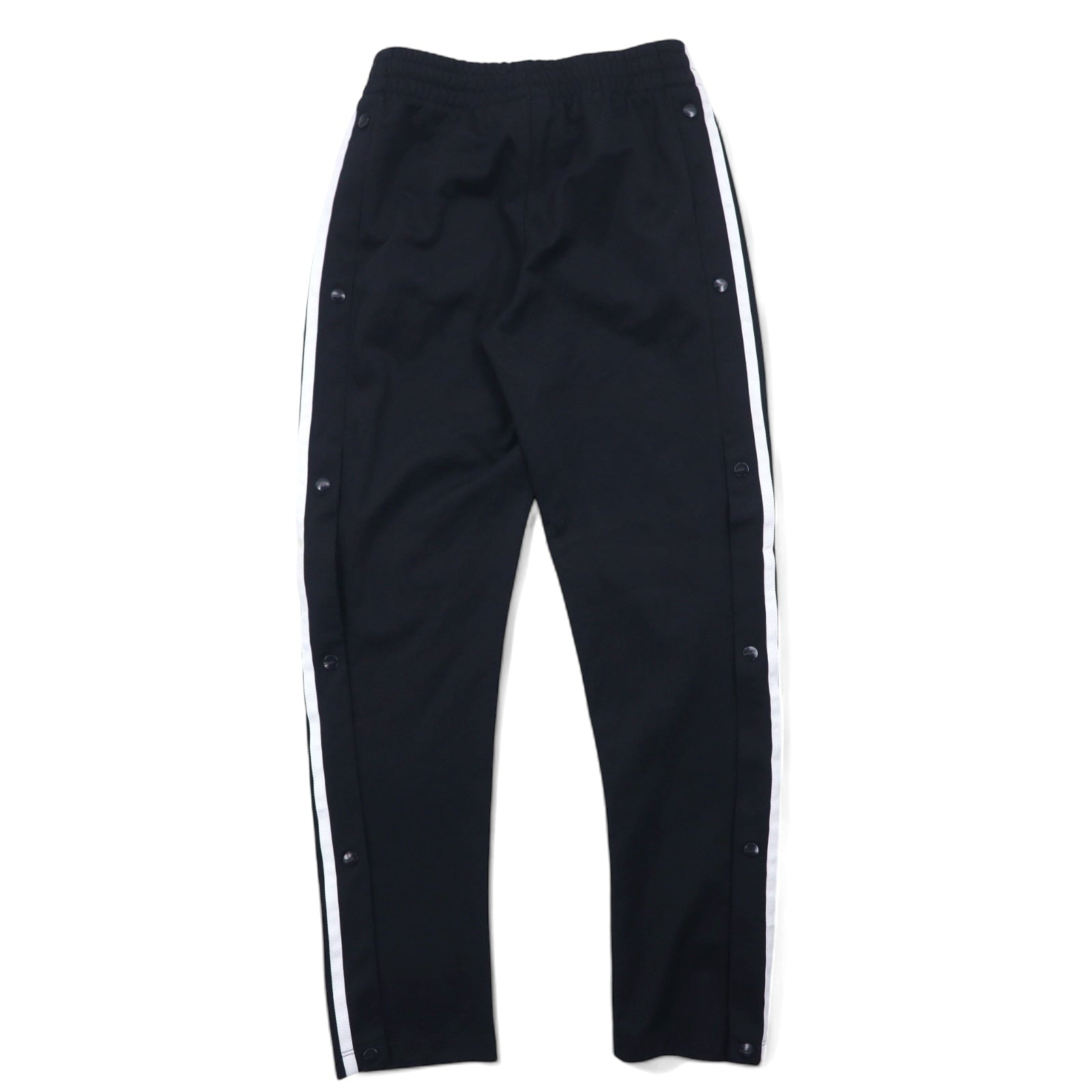 adidas originals Pantaloni della tuta M neri con 3 strisce laterali, bottoni a pressione, logo a trifoglio ricamato, Big Boy's Snap Black Track Pants CV8312