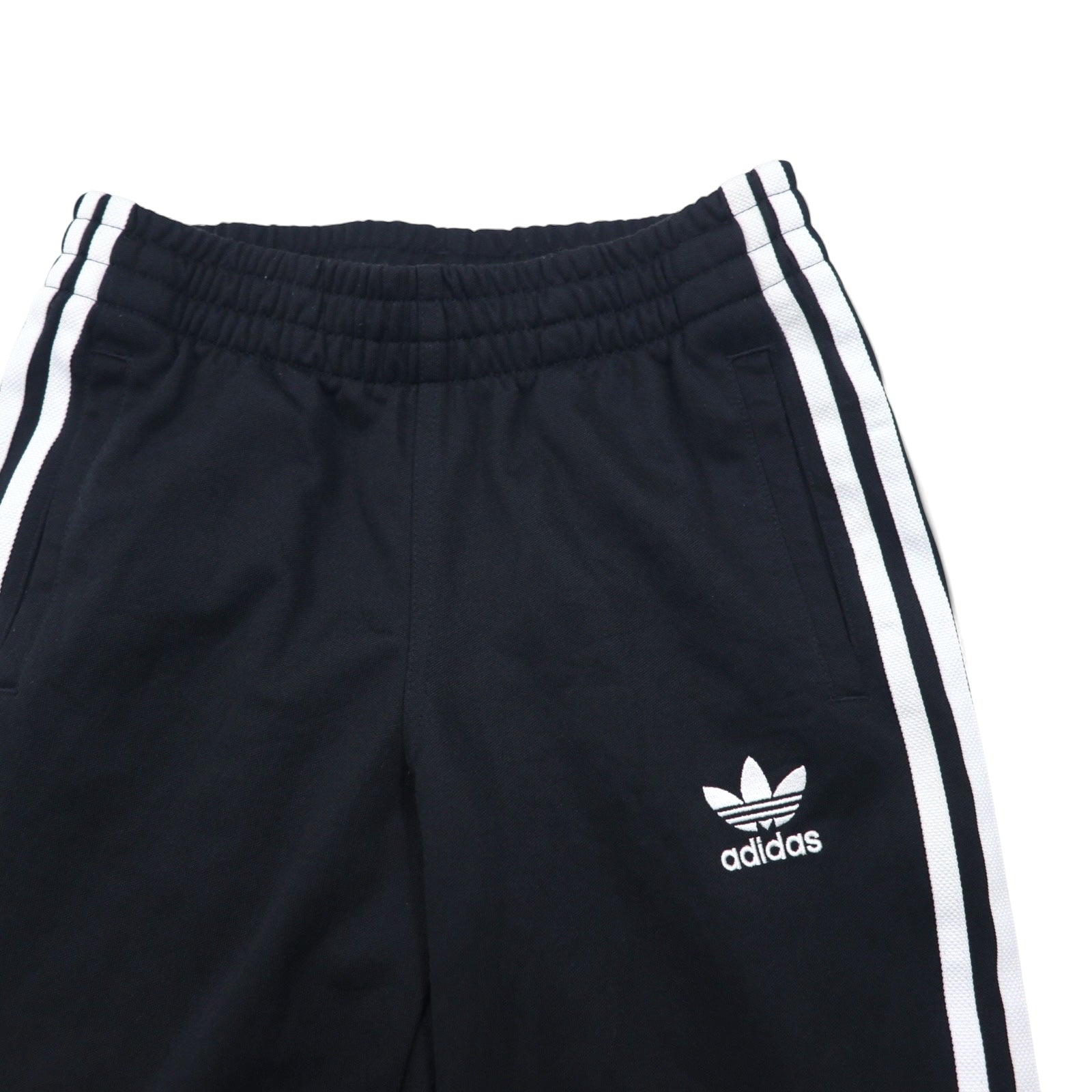 adidas originals Pantaloni della tuta M neri con 3 strisce laterali, bottoni a pressione, logo a trifoglio ricamato, Big Boy's Snap Black Track Pants CV8312