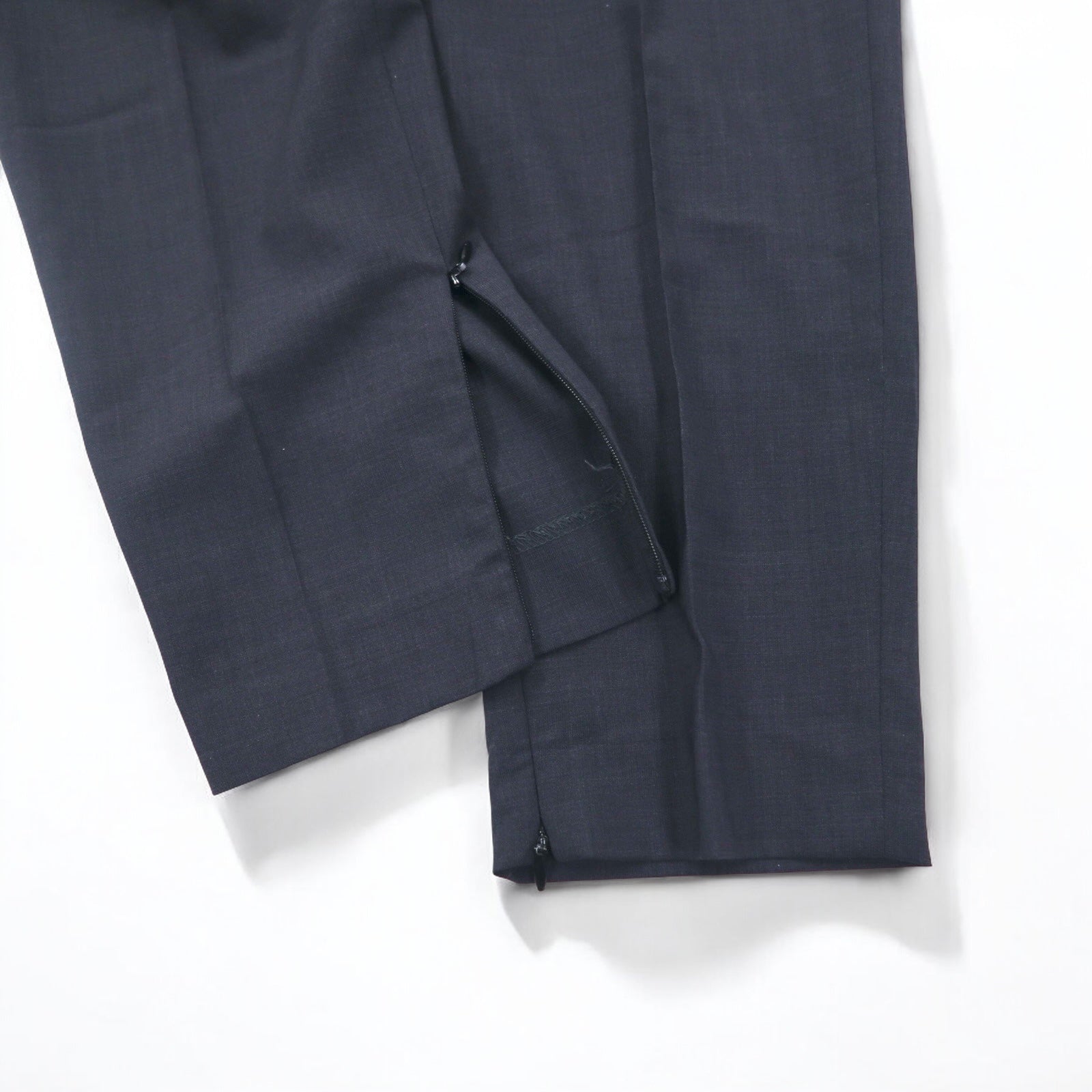 URU Pantaloni in lana affusolati con cerniera e spacco, taglia M, blu navy, 16SUP03, made in Japan