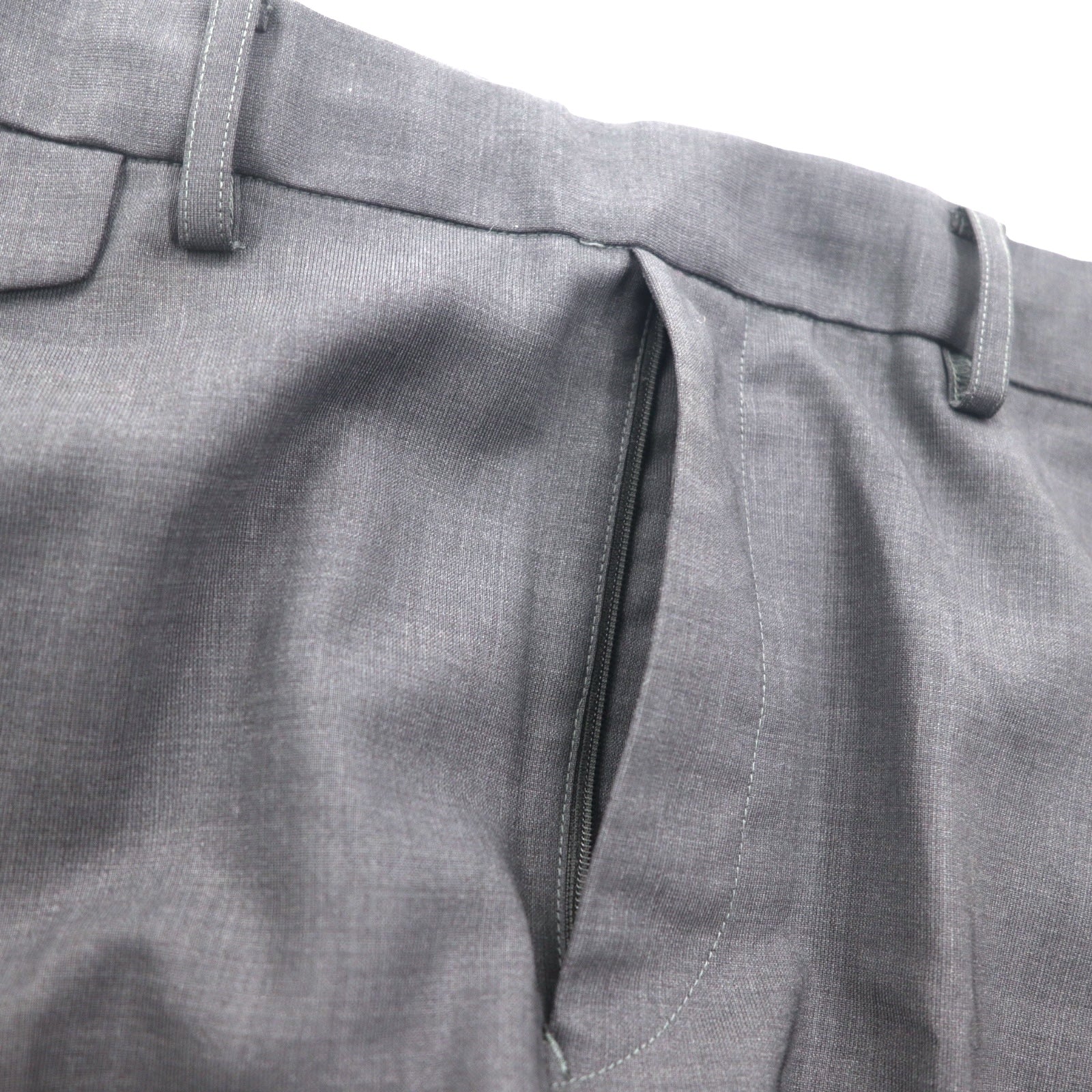 URU Pantaloni in lana affusolati con cerniera e spacco, taglia M, blu navy, 16SUP03, made in Japan