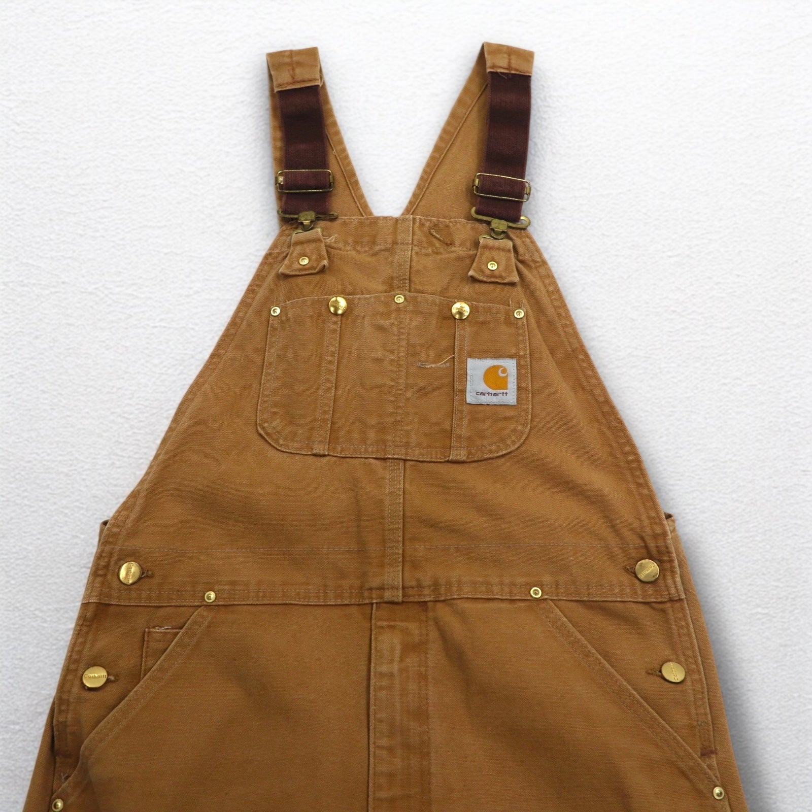 Carhartt salopette double knee in cotone marrone cammello taglia XL