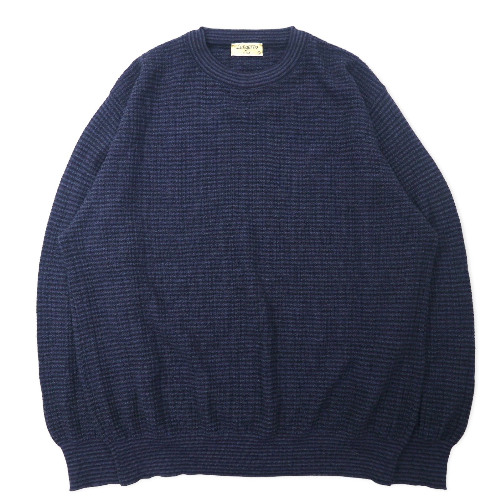 Lungarno Maglione a trecce L Blu Navy Acrilico Lana Prodotto in Italia