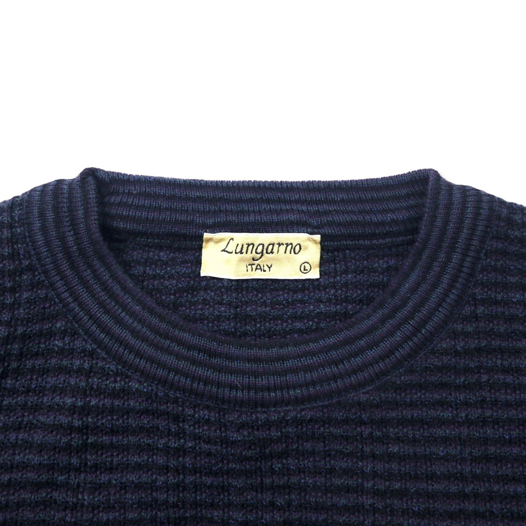 Lungarno Maglione a trecce L Blu Navy Acrilico Lana Prodotto in Italia