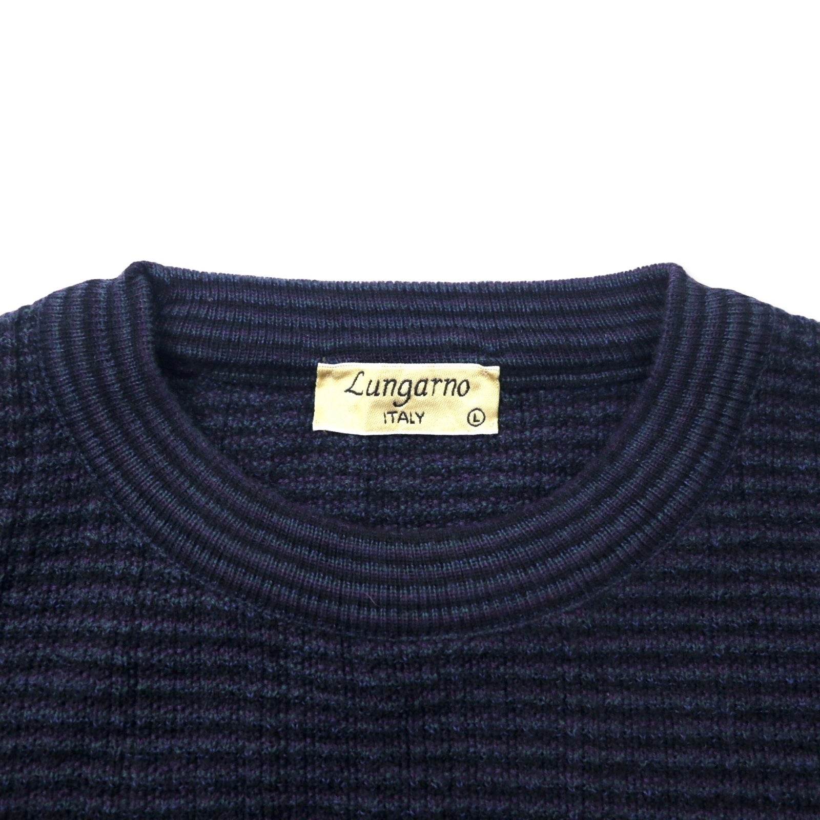 Lungarno Maglione a trecce L Blu Navy Acrilico Lana Prodotto in Italia