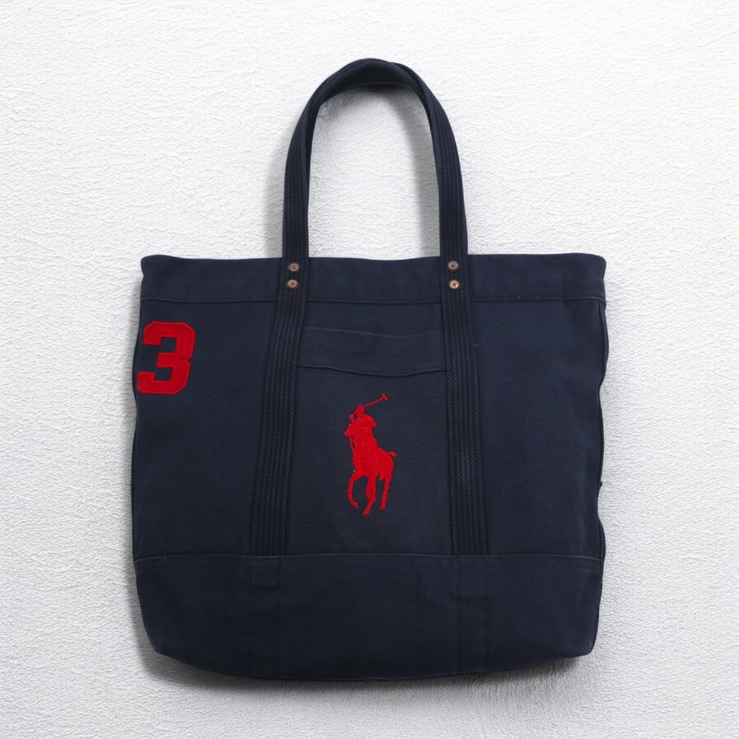POLO RALPH LAUREN ビッグポニー キャンバス トートバッグ ネイビー ウォッシュ加工