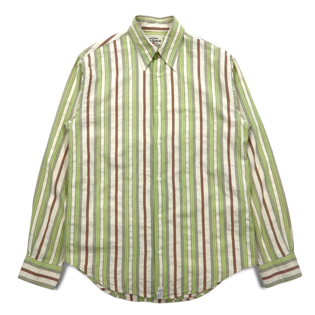 POLO JEANS CO. RALPH LAUREN 90年代 マルチストライプシャツ L グリーン コットン
