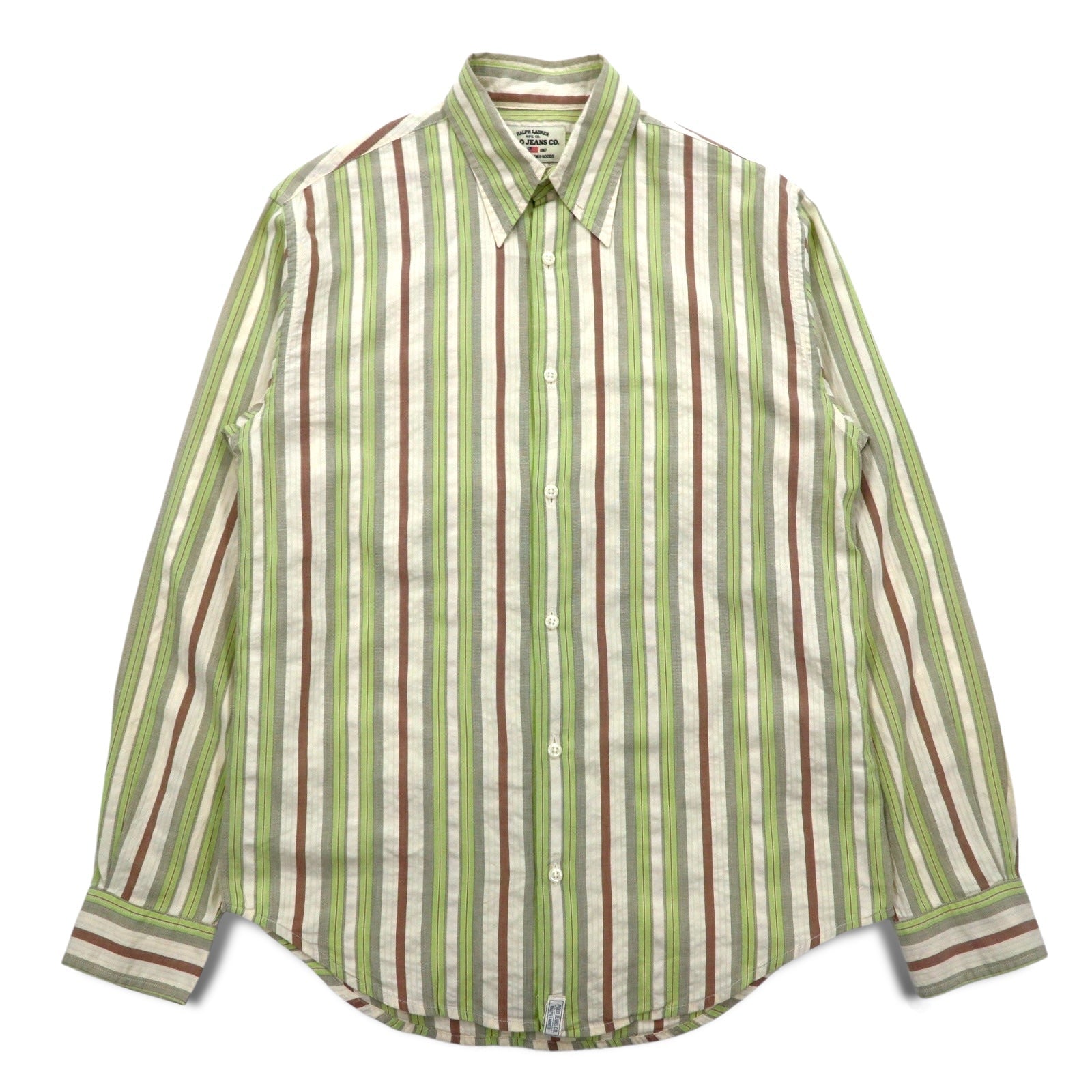 POLO JEANS CO. RALPH LAUREN Camicia a righe multicolore anni '90 L Verde Cotone