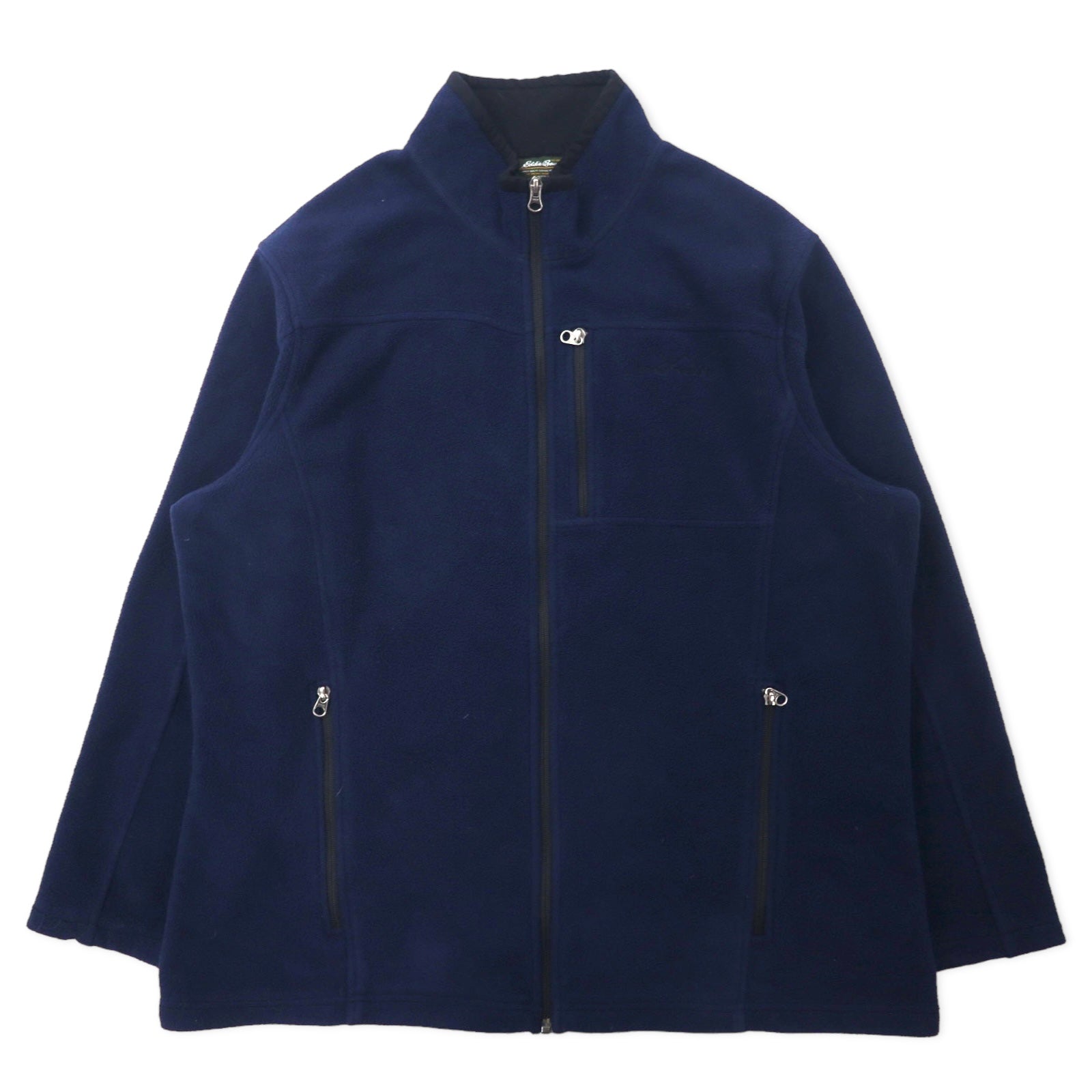 Eddie Bauer Canada Full Zip Giacca in pile XL blu navy Poliestere Logo ricamato