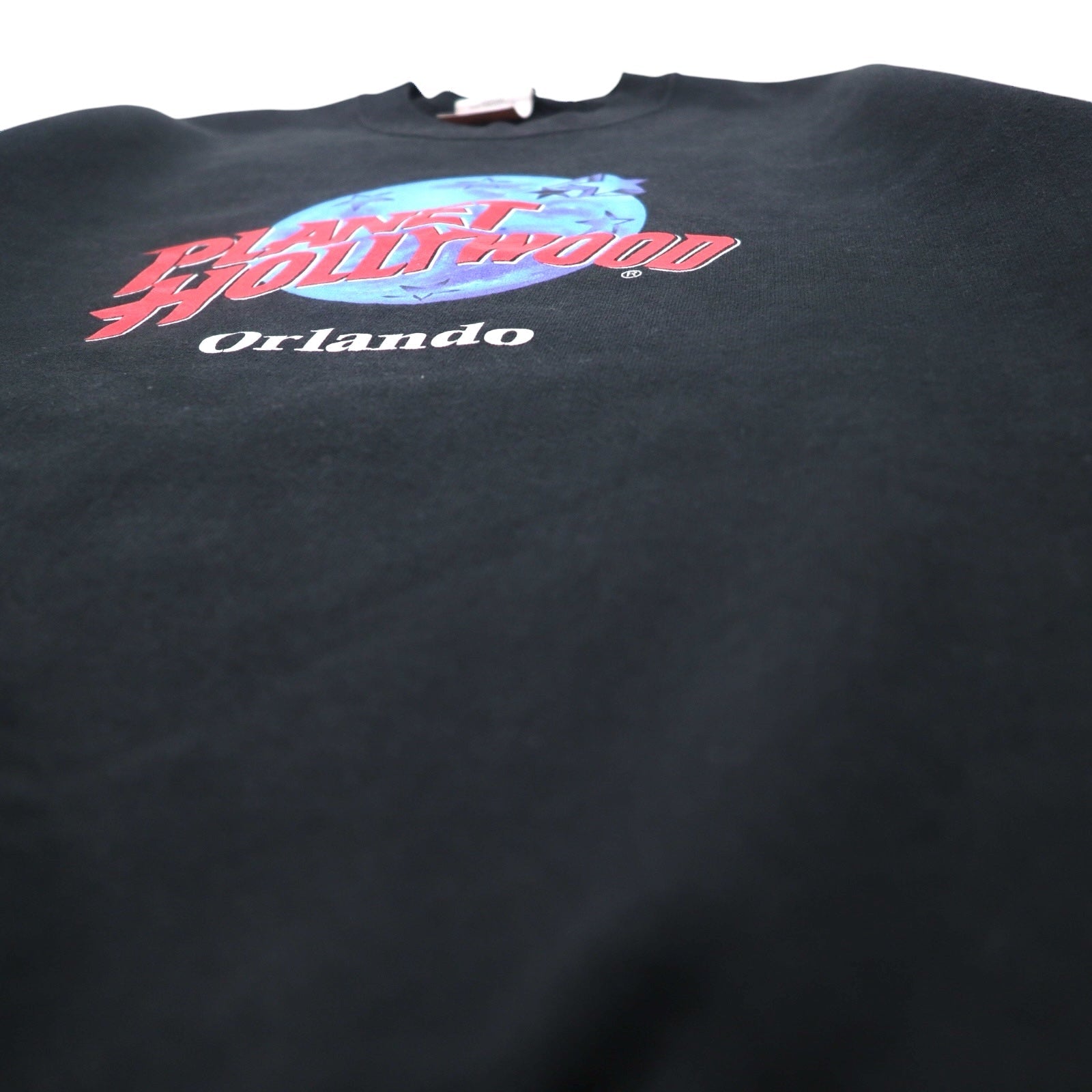 Felpa Planet Hollywood anni '90, made in USA, ricamo logo, taglia L, nera, cotone, Orlando