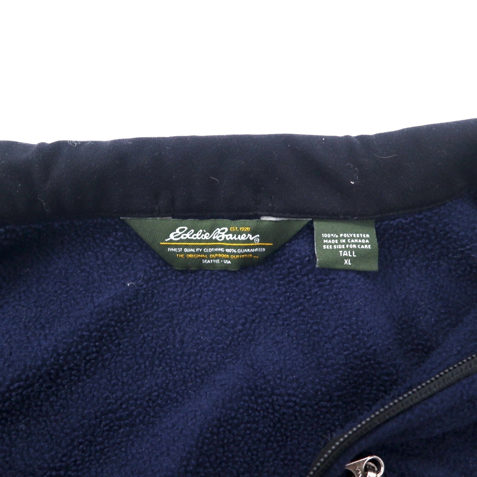 Eddie Bauer Canada Full Zip Giacca in pile XL blu navy Poliestere Logo ricamato