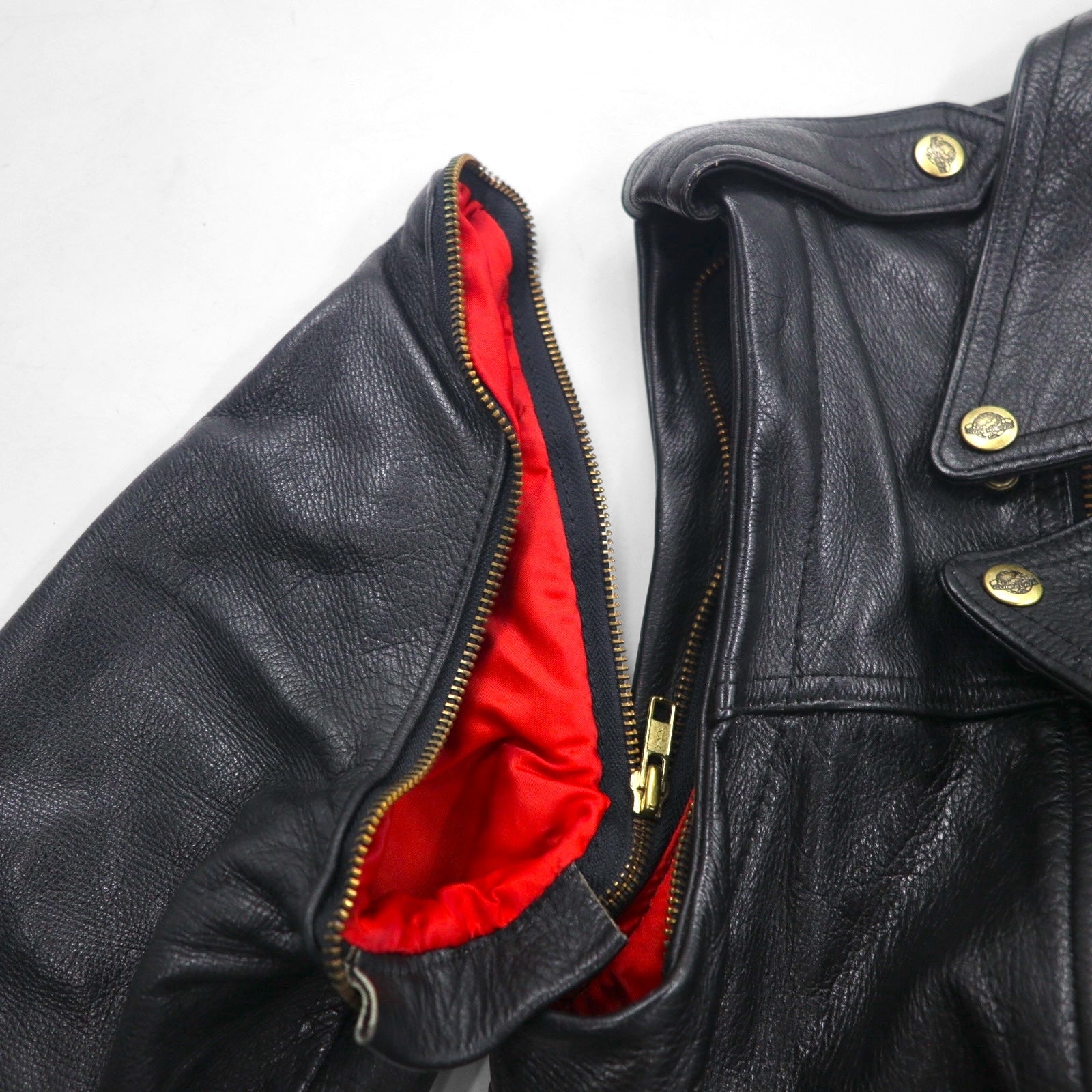 LEATHER AND FUR 102 Giacca in pelle Convertible 2WAY Double Riders Gilet M Pelle bovina Maniche removibili