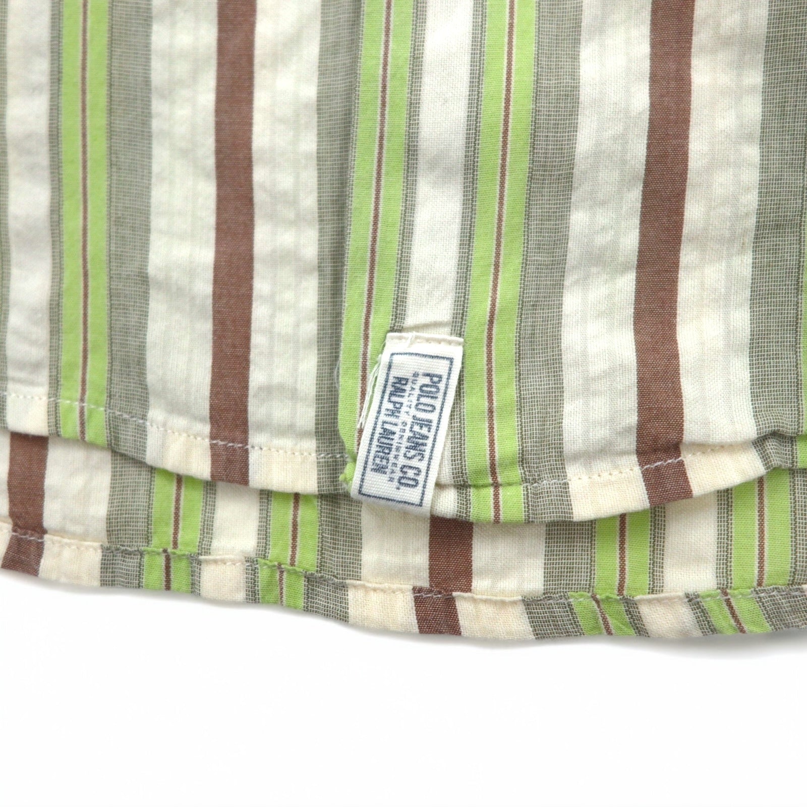 POLO JEANS CO. RALPH LAUREN Camicia a righe multicolore anni '90 L Verde Cotone