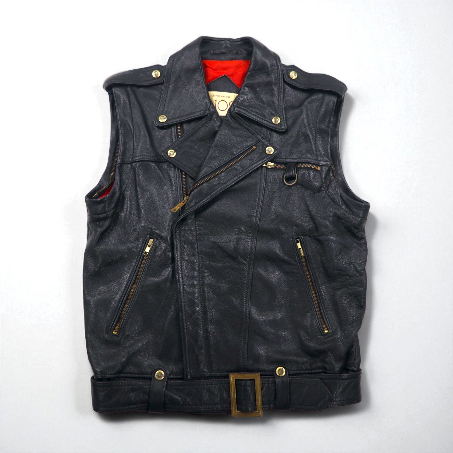LEATHER AND FUR 102 Giacca in pelle Convertible 2WAY Double Riders Gilet M Pelle bovina Maniche removibili