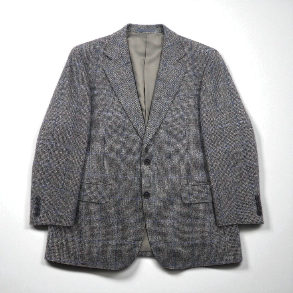 BURBERRY カシミヤ 100% 2B ツイードジャケット S グレー チェック 日本製