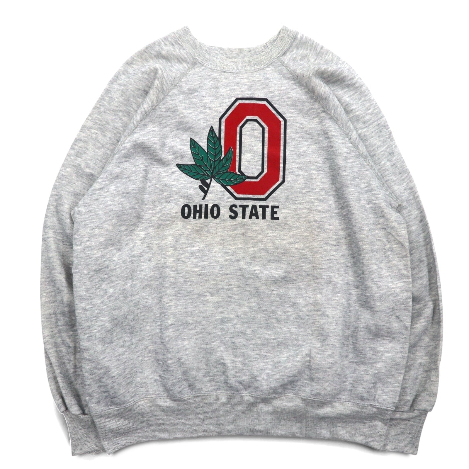 Felpa girocollo BASSETT-WALKER con stampa college, anni '90, made in USA, taglia 3XL, colore grigio OHIO STATE