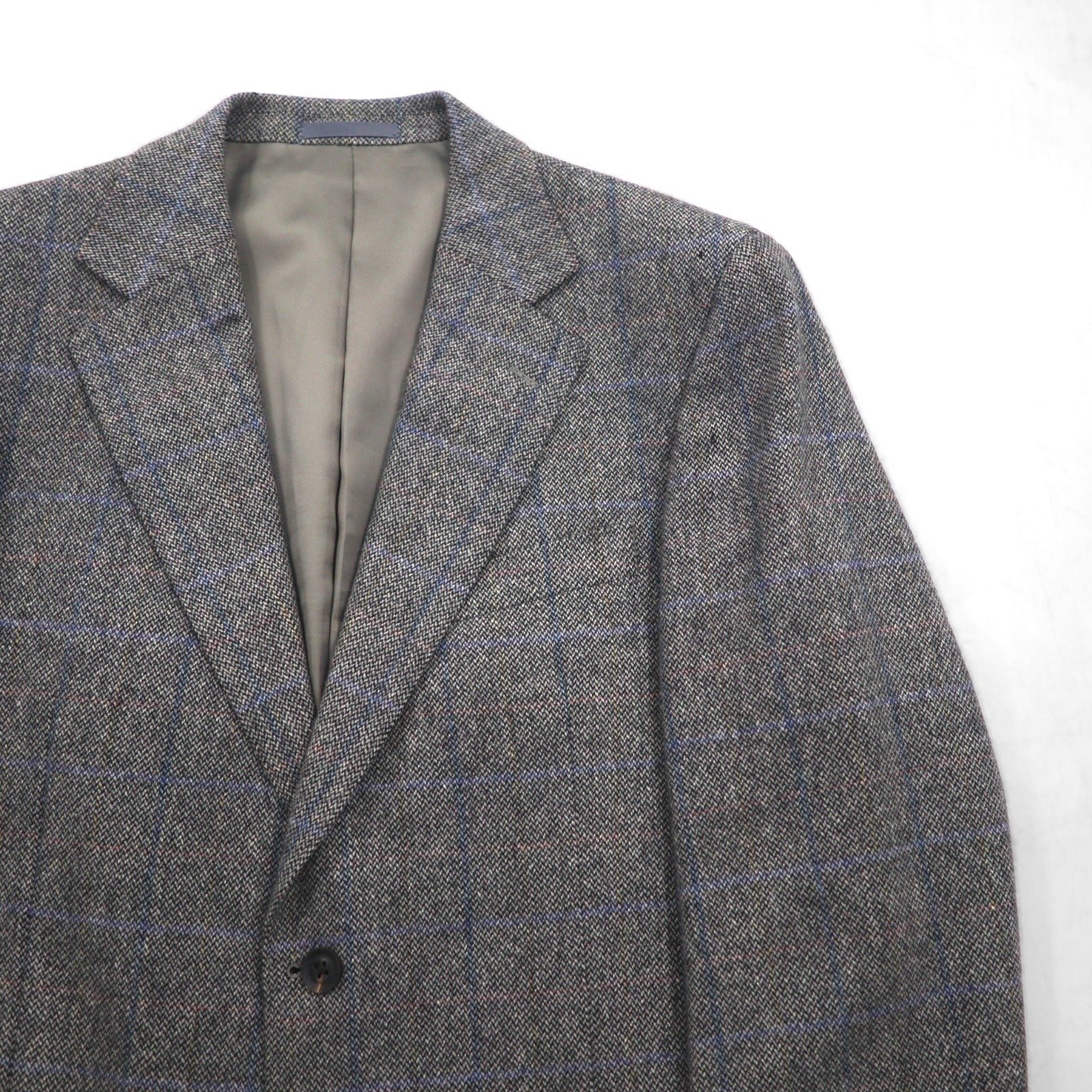 BURBERRY Giacca in tweed 2 bottoni 100% cashmere S grigio scozzese Prodotto in Giappone