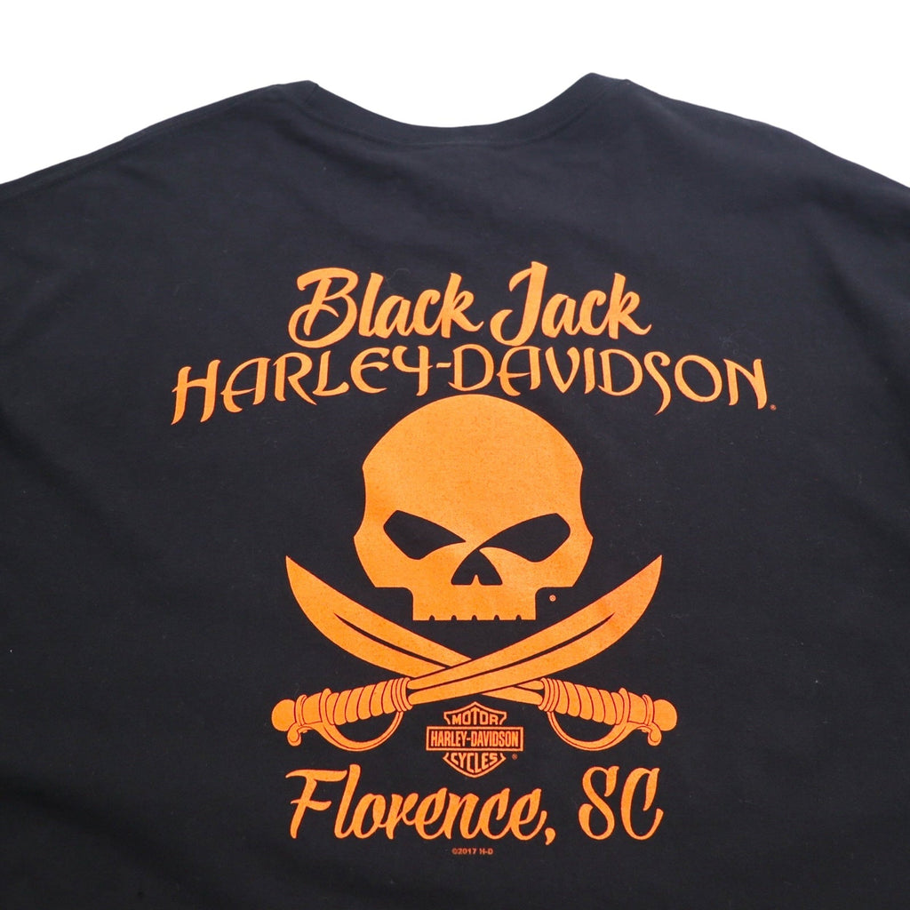 HARLEY DAVIDSON T-shirt con stampa posteriore Teschio 3XL cotone nero BLACK JACK Made in Nicaragua