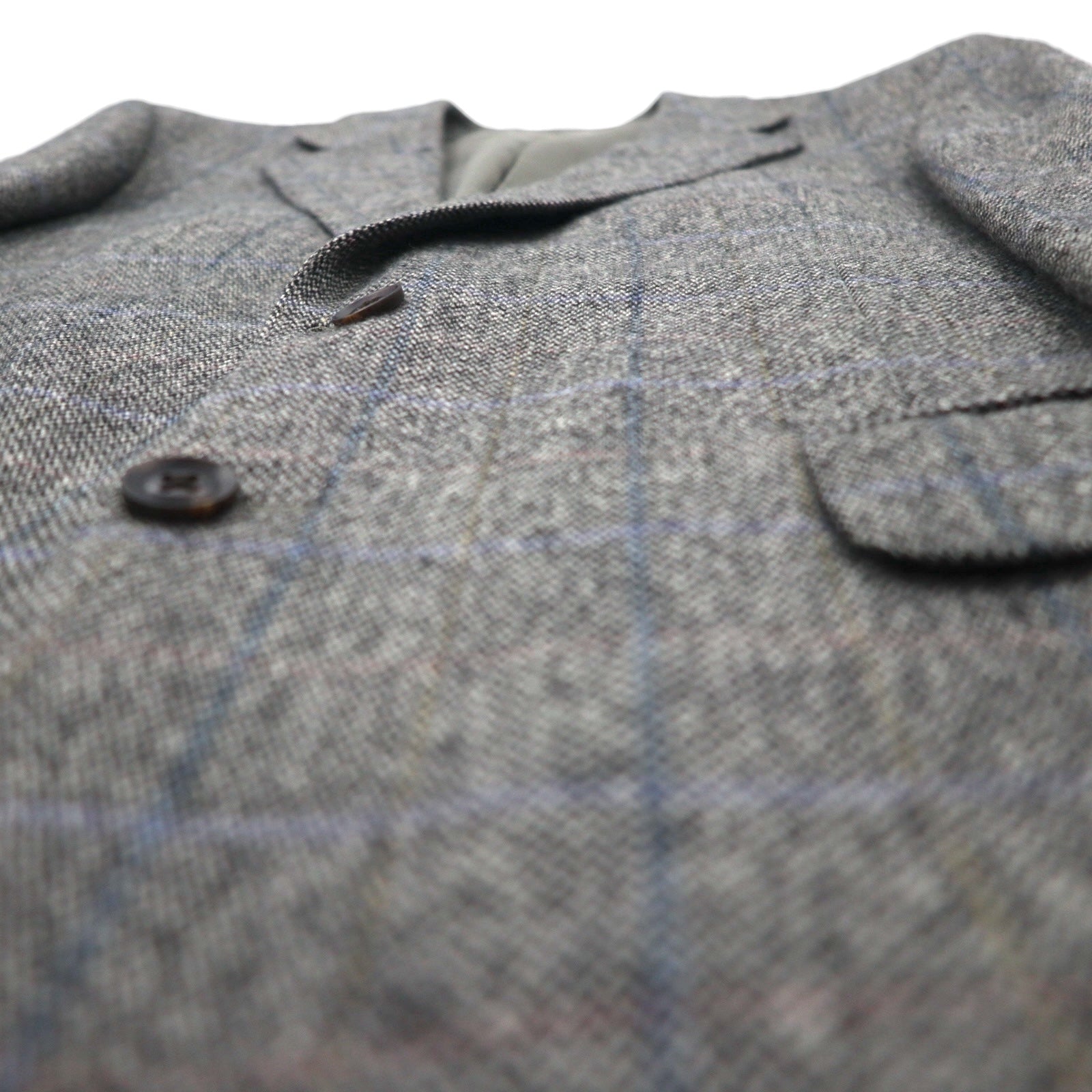 BURBERRY Giacca in tweed 2 bottoni 100% cashmere S grigio scozzese Prodotto in Giappone