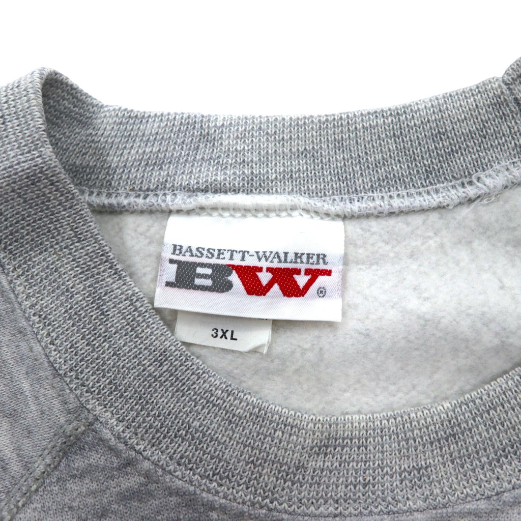 Felpa girocollo BASSETT-WALKER con stampa college, anni '90, made in USA, taglia 3XL, colore grigio OHIO STATE