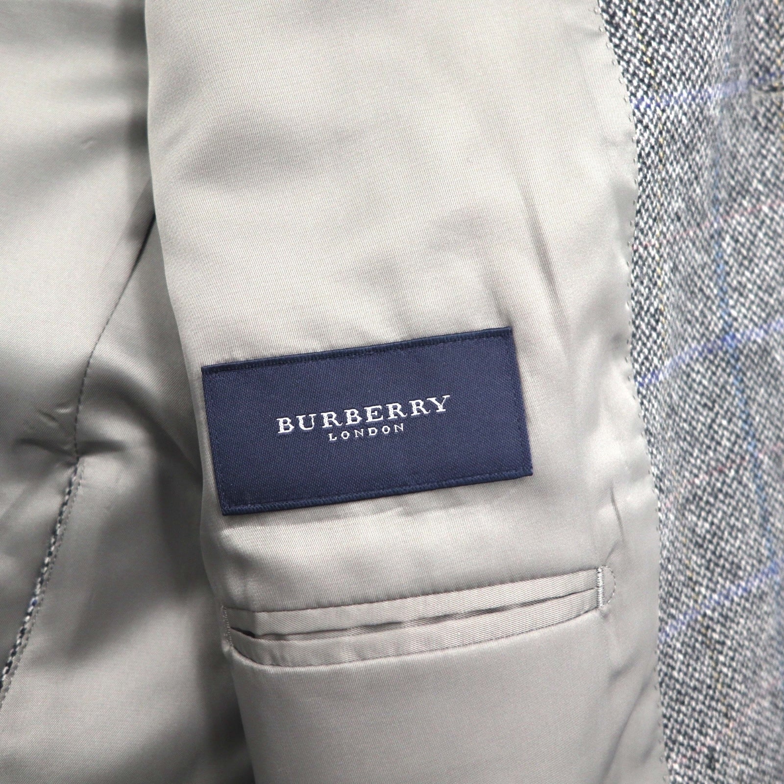 BURBERRY Giacca in tweed 2 bottoni 100% cashmere S grigio scozzese Prodotto in Giappone
