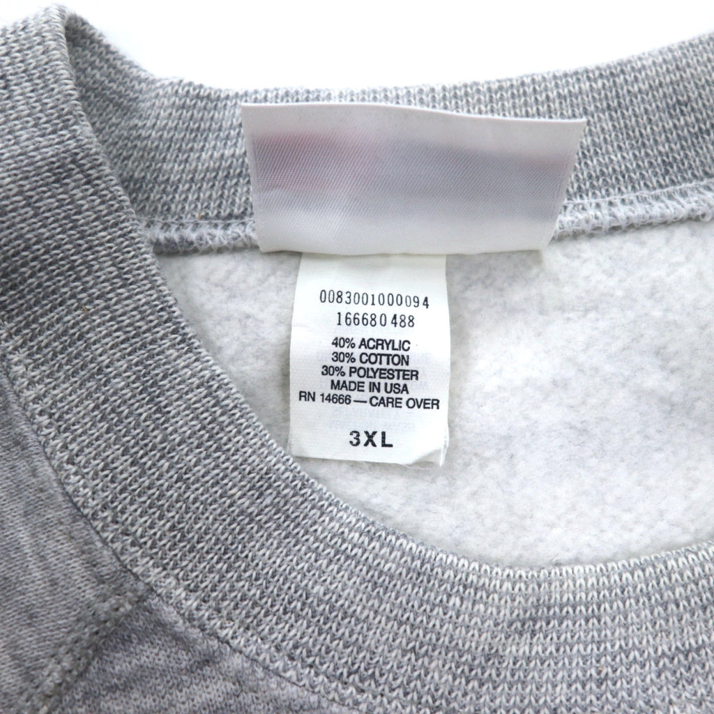 Felpa girocollo BASSETT-WALKER con stampa college, anni '90, made in USA, taglia 3XL, colore grigio OHIO STATE