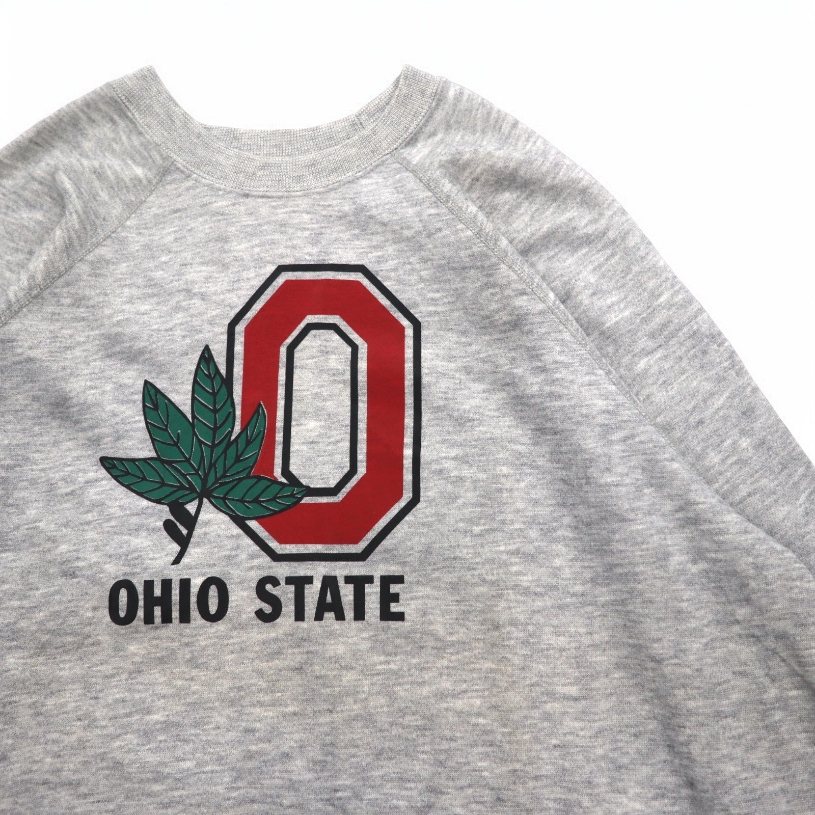 Felpa girocollo BASSETT-WALKER con stampa college, anni '90, made in USA, taglia 3XL, colore grigio OHIO STATE