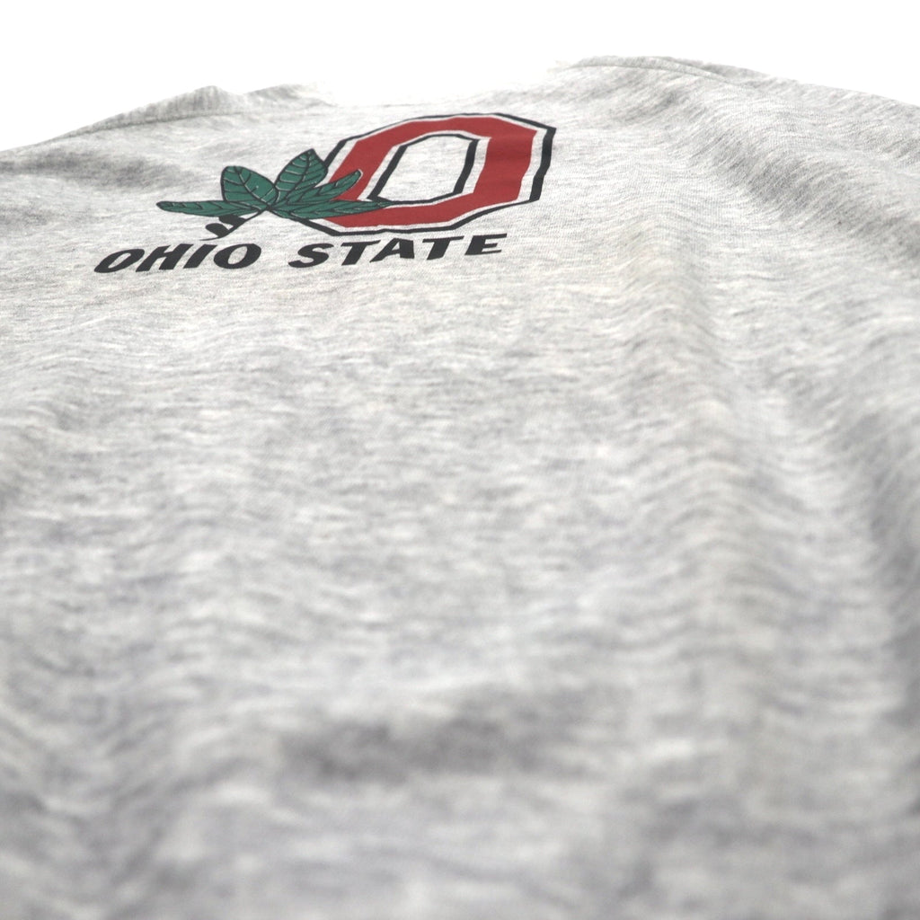 Felpa girocollo BASSETT-WALKER con stampa college, anni '90, made in USA, taglia 3XL, colore grigio OHIO STATE