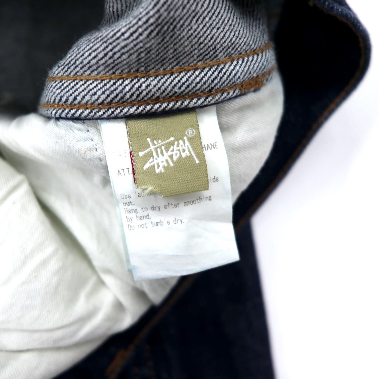 stussy pantaloni in denim rigido affusolati 34 blu cotone cerniera made in Japan