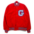 Giubbotto college HOWE ATHLETIC APPAREL in panno Melton, anni '80, Made in USA, taglia L, rosso, in lana, con stemmi applicati
