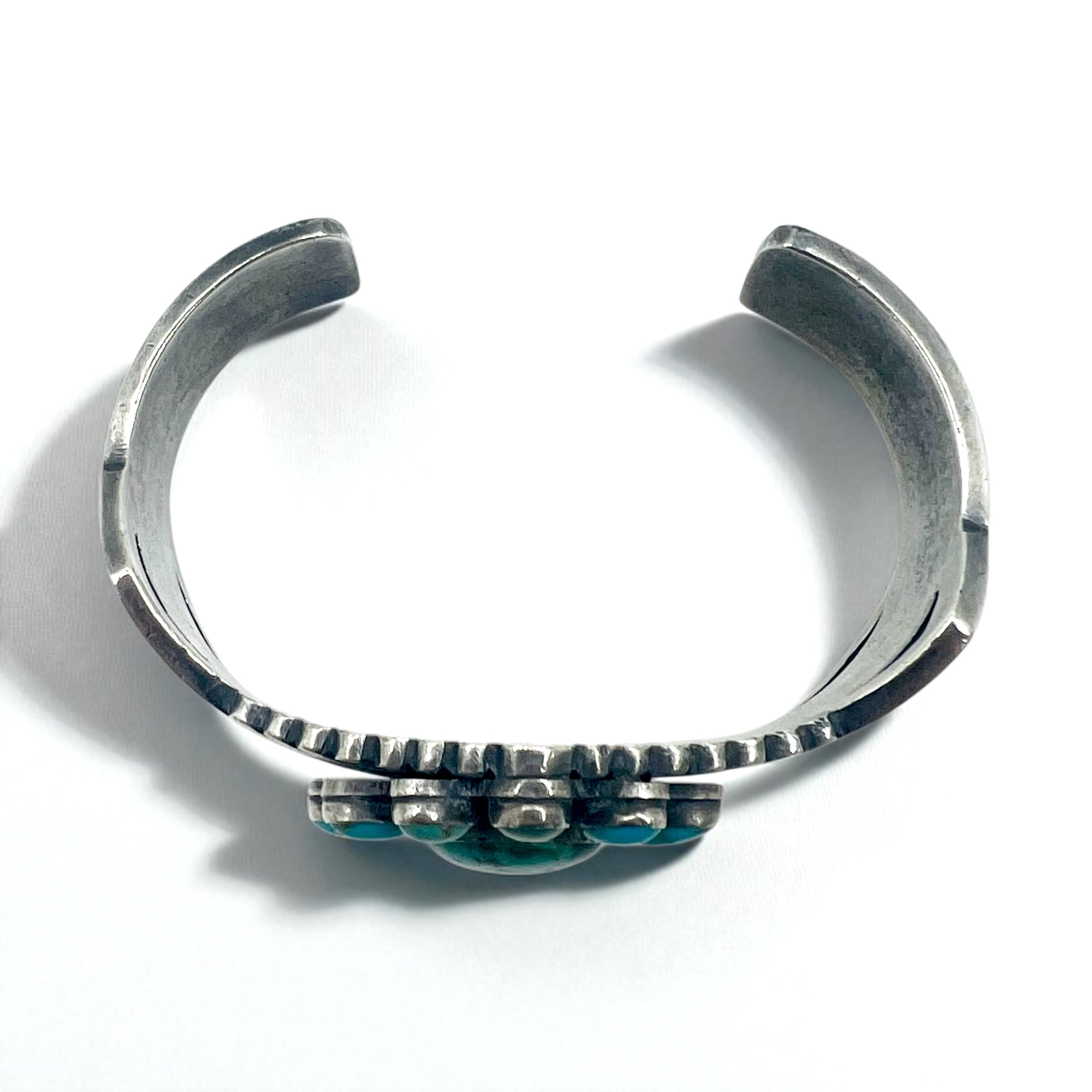 Navajo 60s Flower Turquoise Cluster Cuff Bracelet ナバホ族 インディアンジュエリー バングル STERLING シルバー ターコイズ
