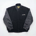 90s Vintage Varsity Jacket Rivers End レザー切替 スタジャン XL ブラック 刺繍 USA企業 JOHN WOOD
