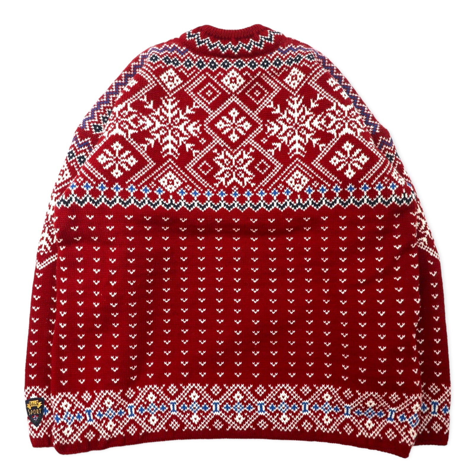 DALE OF NORWAY Maglione in lana tirolese made in Norway, taglia L, rosso, motivo norvegese, oversize DLN9568